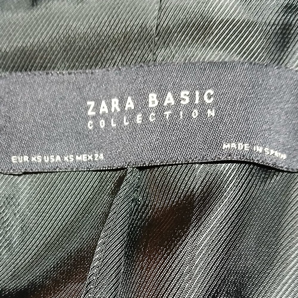 ZARA BASIC Black Single Breast Snap Long Peacoat S -Like new - Picture 9 of 11